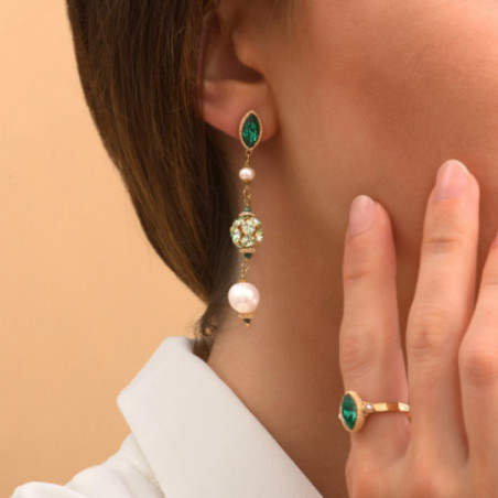 Bold freshwater pearl and Prestige crystal butterfly fastening earrings | green86715