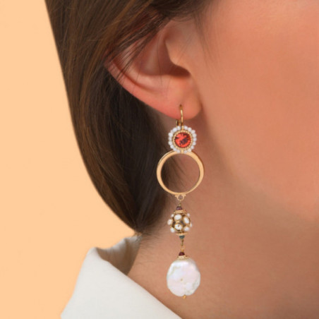 Feminine freshwater pearl and Prestige crystal sleeper earrings | gold86723