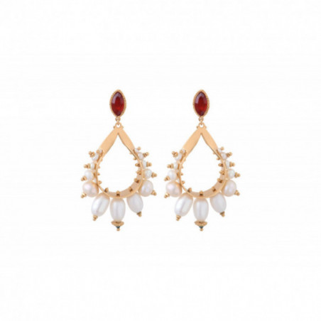Sparkling freshwater pearl butterfly fastening earrings | gold