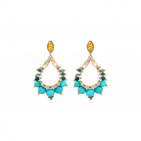 Ethnic chrysocolla howlite butterfly fastening earrings | turquoise