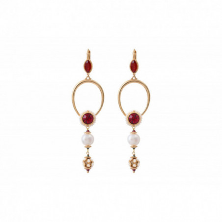 Glamorous freshwater pearl sleeper earrings l red