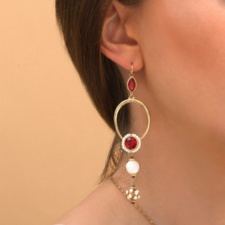 Glamorous freshwater pearl sleeper earrings l red86744