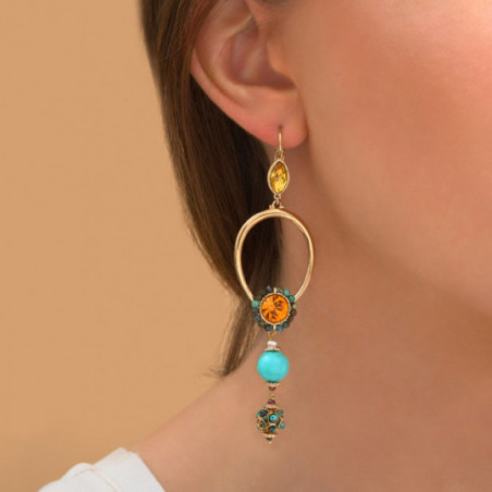 Colourful chrysocolla howlite sleeper earrings | turquoise86746