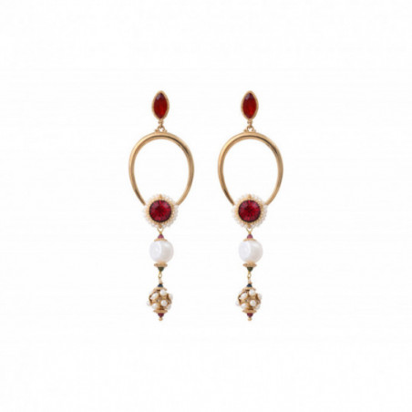 Boucles d'oreilles glamour perles de rivière - rouge