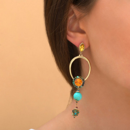 Colourful chrysocolla howlite butterfly fastening earrings | turquoise86750