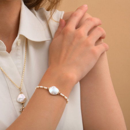 Poetic freshwater pearls garnet adjustable bracelet | gold86773
