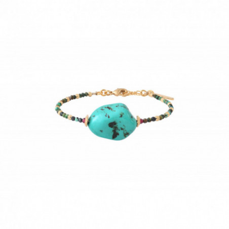 Bracelet fin réglable bohème chrysocolle grenat I turquoise