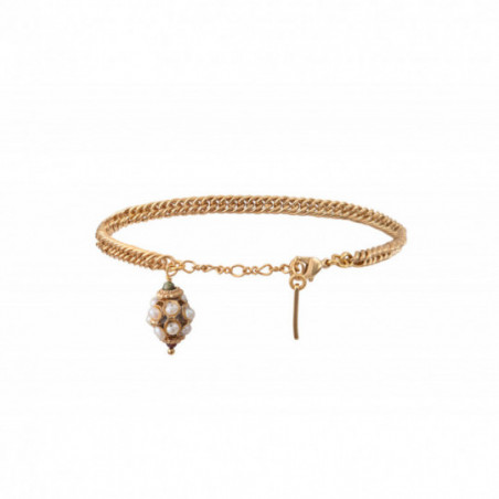 Baroque freshwater pearl adjustable curb chain bracelet | gold