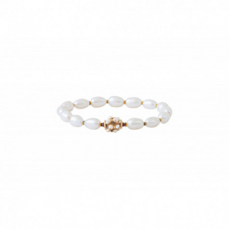 Baroque freshwater pearl and haematite bracelet I gold