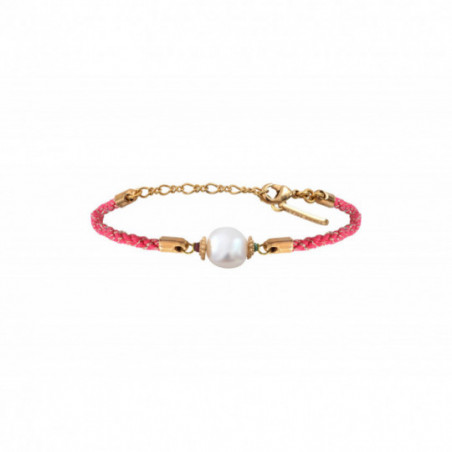 Adjustable freshwater pearl garnet cord bracelet|pink