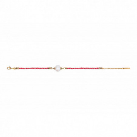 Adjustable freshwater pearl garnet cord bracelet|pink86803