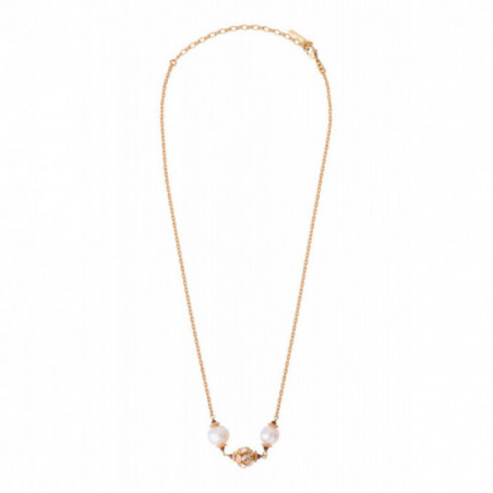 Collier pendentif sophistiqué perles de rivière cristaux I doré86809