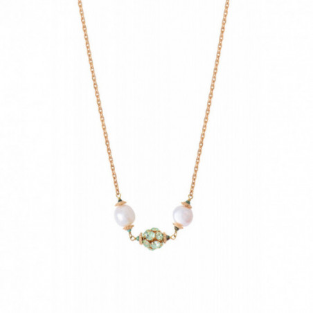Sparkly freshwater pearl crystal pendant necklace I green