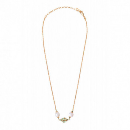 Collier pendentif scintillant perles de rivière cristaux I vert86815