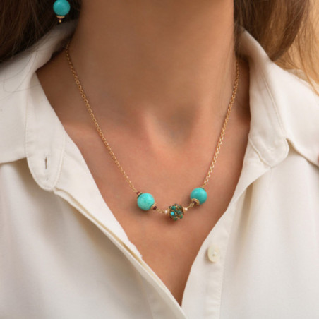 Bohemian howlite chrysocolla pendant necklace | turquoise86817