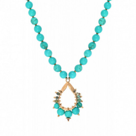Bohemian chic howlite chrysocolla bead sautoir necklace turquoise