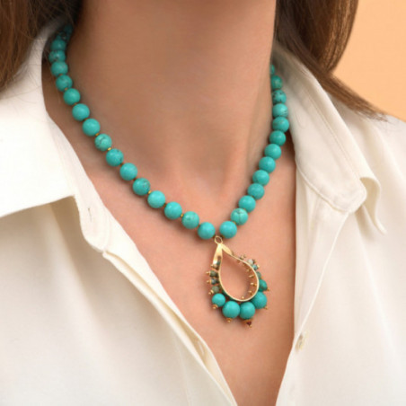 Bohemian chic howlite chrysocolla bead sautoir necklace turquoise86847