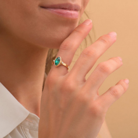 Bold pearl crystal slim ring size large size | green86860