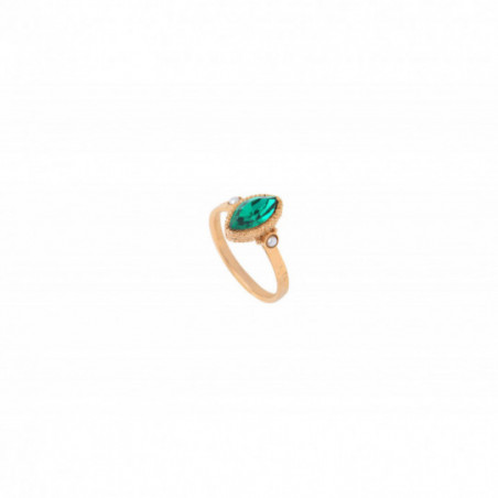 Bold pearl crystal slim ring size medium | green