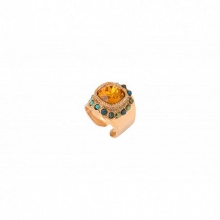 On-trend chrysocolla faceted crystal cabochon adjustable ring | gold-plated