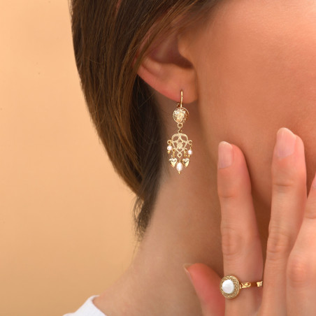 Festive freshwater pearl sleeper earrings | white86927