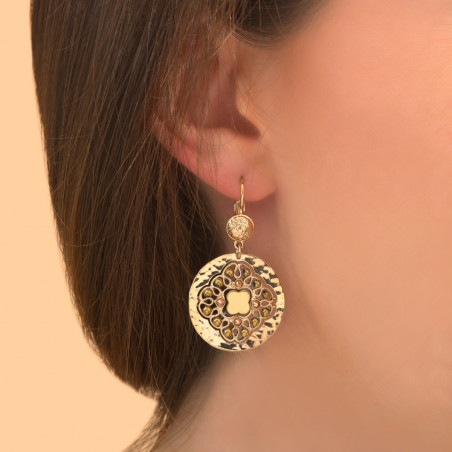 Chic haematite prestige crystal sleeper earrings l gold-plated86945