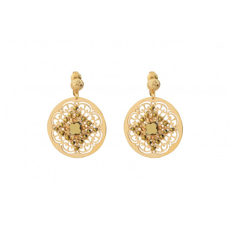 Romantic haematite prestige crystal clip-on earrings | gold-plated