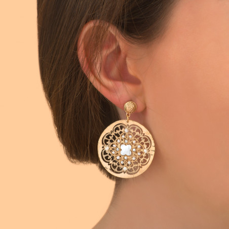 Boucles d'oreilles percées tendance perles de rivière cristaux prestige I blanc86963