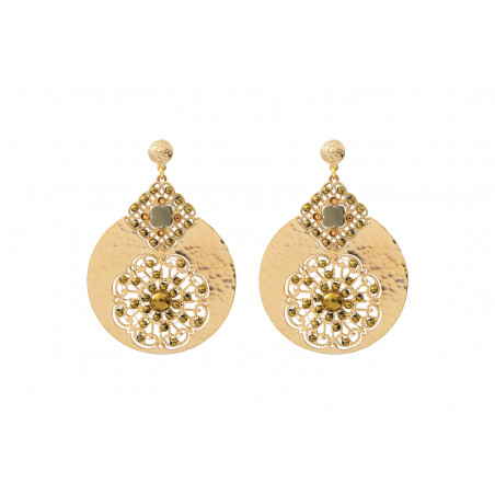 Precious haematite prestige crystal clip-on earrings | gold-plated
