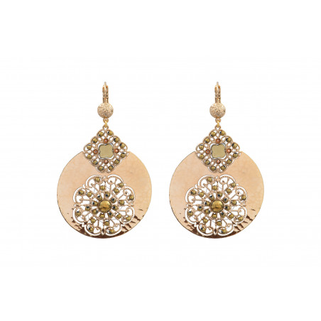 Precious haematite prestige crystal sleeper earrings | gold-plated