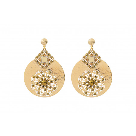 Precious haematite prestige crystal earrings with butterfly fastening| gold-plated