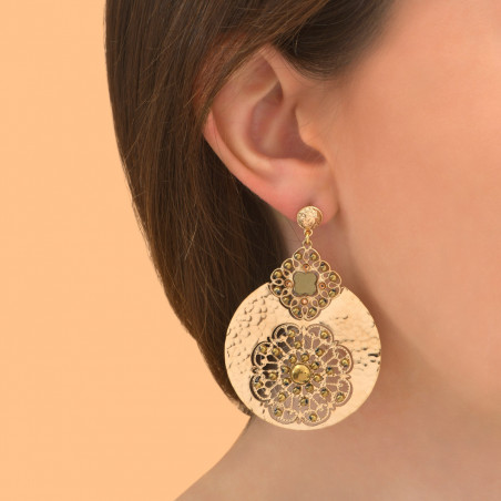 Boucles d'oreilles percées précieuses hématite cristaux prestige - doré86973