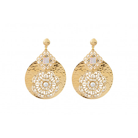 Elegant prestige crystal freshwater pearl earrings with butterfly fastening | white