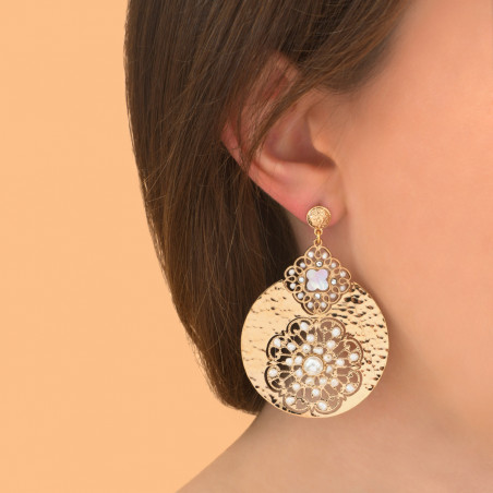 Elegant prestige crystal freshwater pearl earrings with butterfly fastening | white86975