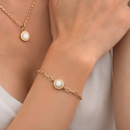 Refined mother-of-pearl adjustable chain bracelet | white86980