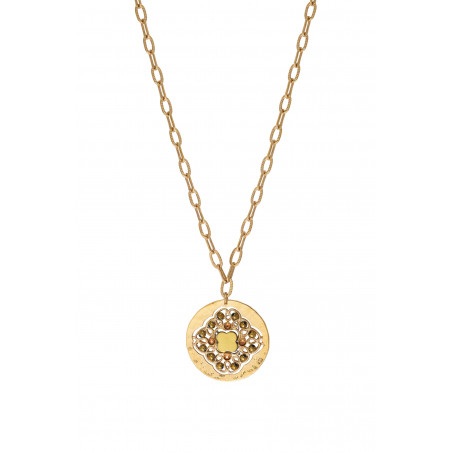 Feminine haematite prestige crystal chain necklace | gold-plated 