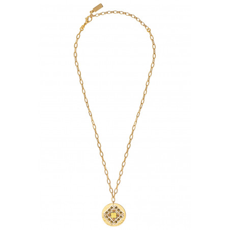 Feminine haematite prestige crystal chain necklace | gold-plated 86996