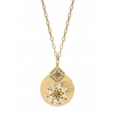 Baroque haematite prestige crystal sautoir necklace | gold-plated