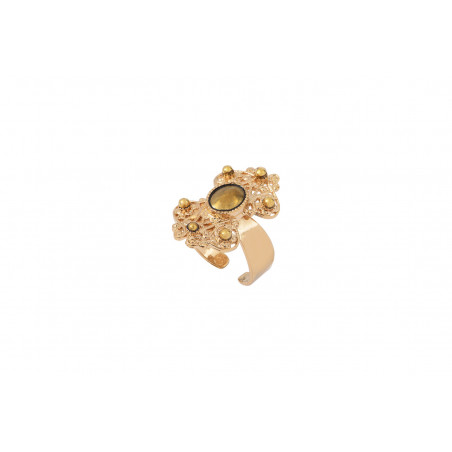 Baroque haematite brass adjustable ring I gold-plated