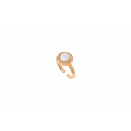 Poetic mother-of-pearl adjustable ring| white 