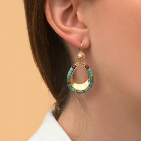 Summery turquoise garnet sleeper earrings - turquoise87025