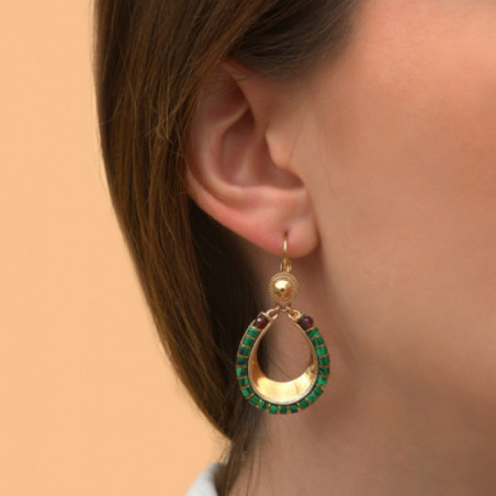 On-trend garnet malachite sleeper earrings l green87029