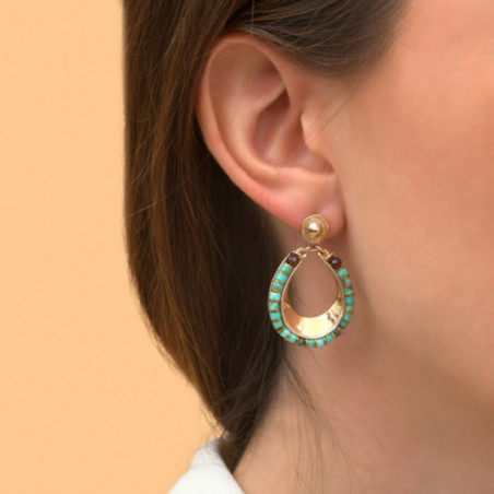 Summery turquoise garnet butterfly fastening earrings I turquoise87035