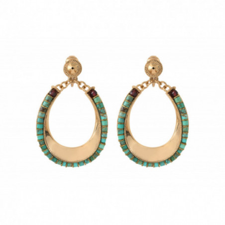 Ethnic garnet turquoise clip-on earrings |turquoise