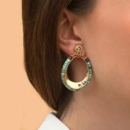 Ethnic garnet turquoise clip-on earrings |turquoise87045