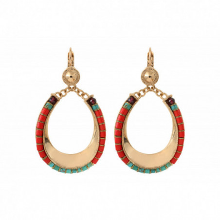 Beautiful garnet turquoise Japanese seed bead sleeper earrings l red