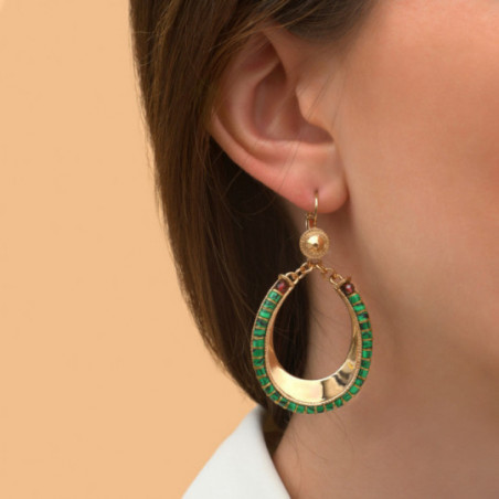 Modern garnet malachite sleeper earrings l green87059