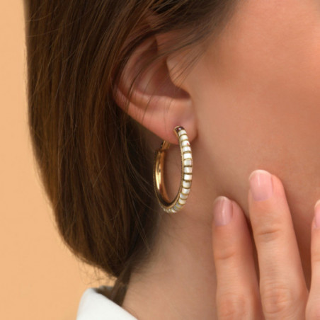 Timeless mother-of-pearl garnet hoop earrings l white87073
