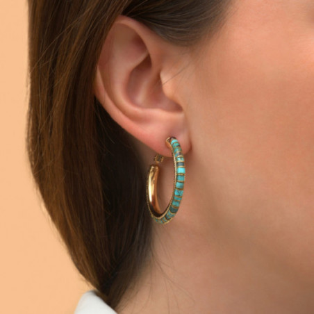 Bohemian garnet turquoise hoop earrings I turquoise87075