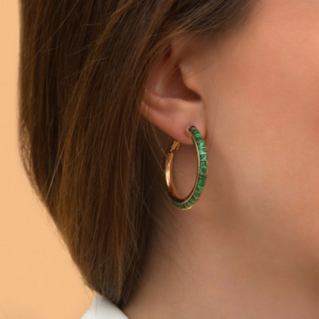 Sophisticated malachite garnet hoop earrings l green87079